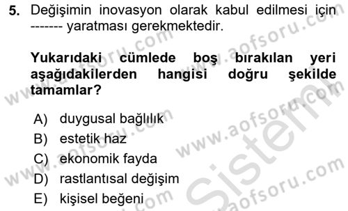 Tasarım Süreçleri Ve Yönetimi Dersi 2025 - 2026 Yılı (Final) Dönem Sonu Sınav Soruları 5. Soru