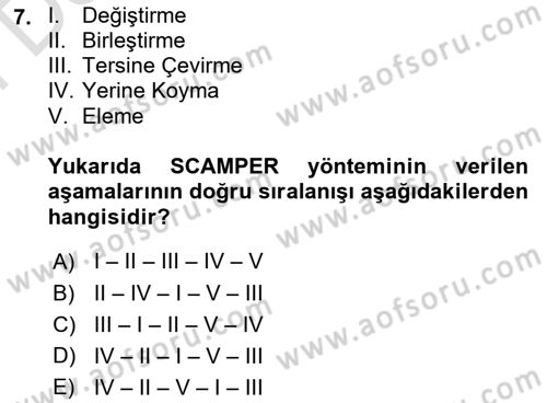 Tasarım Süreçleri Ve Yönetimi Dersi 2025 - 2026 Yılı (Final) Dönem Sonu Sınav Soruları 7. Soru