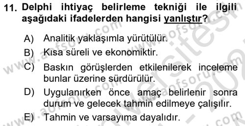 Öğretim Tasarımı Dersi 2024 - 2025 Yılı (Vize) Ara Sınav Soruları 11. Soru