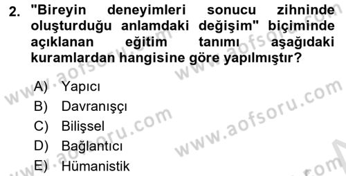 Öğretim Tasarımı Dersi 2024 - 2025 Yılı (Vize) Ara Sınav Soruları 2. Soru
