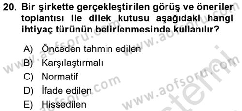 Öğretim Tasarımı Dersi 2024 - 2025 Yılı (Vize) Ara Sınav Soruları 20. Soru