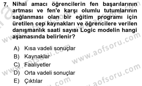 Öğretim Tasarımı Dersi 2024 - 2025 Yılı (Vize) Ara Sınav Soruları 7. Soru