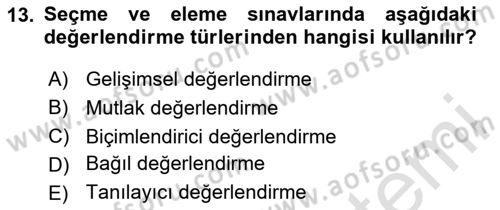 Öğretim Tasarımı Dersi 2024 - 2025 Yılı (Final) Dönem Sonu Sınav Soruları 13. Soru