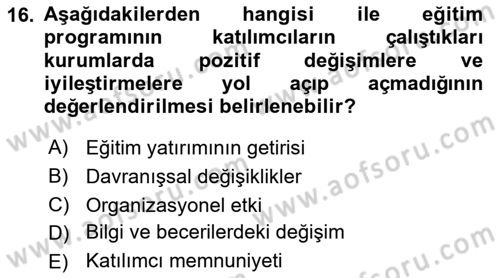 Öğretim Tasarımı Dersi 2024 - 2025 Yılı (Final) Dönem Sonu Sınav Soruları 16. Soru