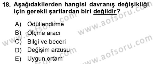 Öğretim Tasarımı Dersi 2024 - 2025 Yılı (Final) Dönem Sonu Sınav Soruları 18. Soru
