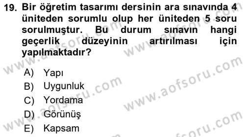 Öğretim Tasarımı Dersi 2024 - 2025 Yılı (Final) Dönem Sonu Sınav Soruları 19. Soru