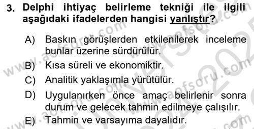 Öğretim Tasarımı Dersi 2024 - 2025 Yılı Yaz Okulu Sınav Soruları 3. Soru