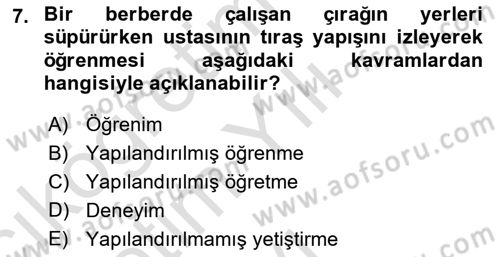 Öğretim Tasarımı Dersi 2024 - 2025 Yılı Yaz Okulu Sınav Soruları 7. Soru