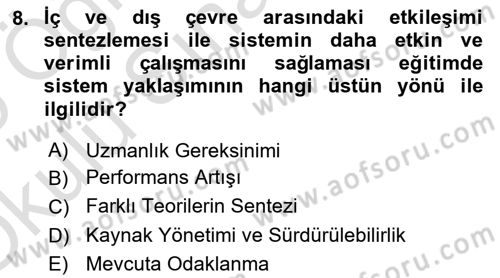 Öğretim Tasarımı Dersi 2024 - 2025 Yılı Yaz Okulu Sınav Soruları 8. Soru