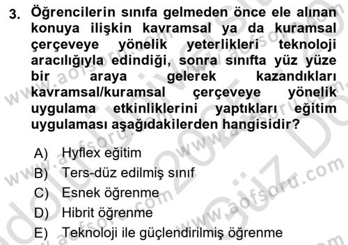 Öğretim Tasarımı Dersi 2025 - 2026 Yılı (Vize) Ara Sınav Soruları 3. Soru
