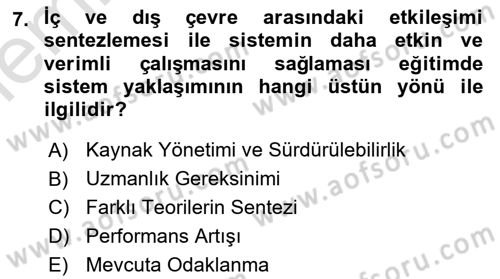 Öğretim Tasarımı Dersi 2025 - 2026 Yılı (Vize) Ara Sınav Soruları 7. Soru