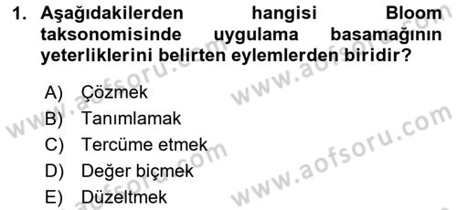 Öğretim Tasarımı Dersi 2025 - 2026 Yılı (Final) Dönem Sonu Sınav Soruları 1. Soru