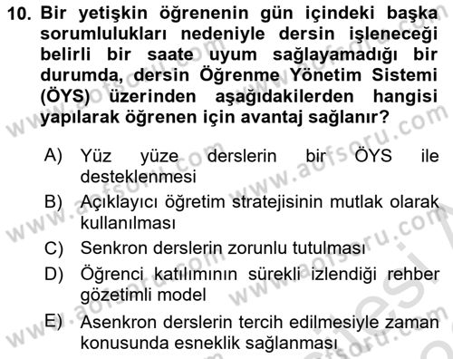 Öğretim Tasarımı Dersi 2025 - 2026 Yılı (Final) Dönem Sonu Sınav Soruları 10. Soru