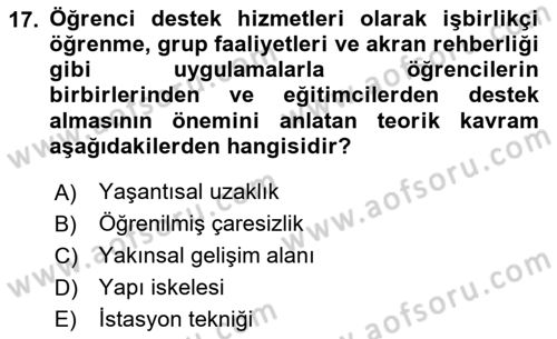 Öğretim Tasarımı Dersi 2025 - 2026 Yılı (Final) Dönem Sonu Sınav Soruları 17. Soru