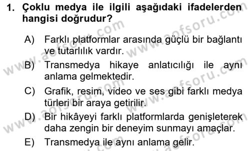 Tasarımda Sıralı Anlatım ve Öykülendirme Dersi 2024 - 2025 Yılı (Vize) Ara Sınav Soruları 1. Soru