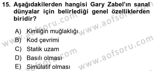 Tasarımda Sıralı Anlatım ve Öykülendirme Dersi 2024 - 2025 Yılı (Vize) Ara Sınav Soruları 15. Soru