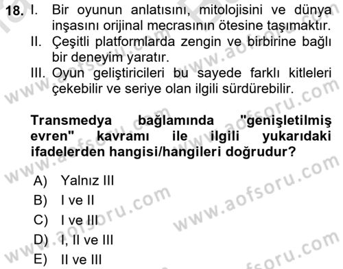 Tasarımda Sıralı Anlatım ve Öykülendirme Dersi 2024 - 2025 Yılı (Vize) Ara Sınav Soruları 18. Soru