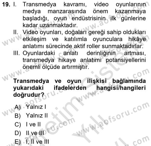 Tasarımda Sıralı Anlatım ve Öykülendirme Dersi 2024 - 2025 Yılı (Vize) Ara Sınav Soruları 19. Soru