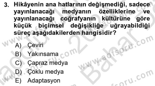 Tasarımda Sıralı Anlatım ve Öykülendirme Dersi 2024 - 2025 Yılı (Vize) Ara Sınav Soruları 3. Soru