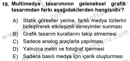 Tasarımda Sıralı Anlatım ve Öykülendirme Dersi 2024 - 2025 Yılı (Final) Dönem Sonu Sınav Soruları 19. Soru