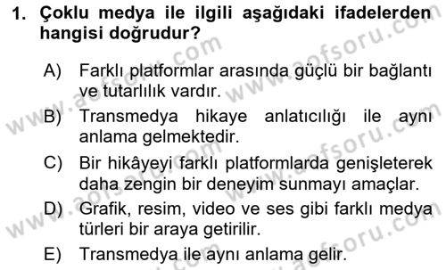 Tasarımda Sıralı Anlatım ve Öykülendirme Dersi 2024 - 2025 Yılı Yaz Okulu Sınav Soruları 1. Soru
