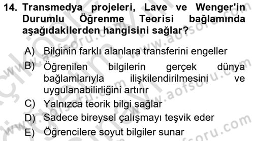 Tasarımda Sıralı Anlatım ve Öykülendirme Dersi 2024 - 2025 Yılı Yaz Okulu Sınav Soruları 14. Soru