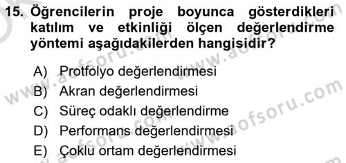 Tasarımda Sıralı Anlatım ve Öykülendirme Dersi 2024 - 2025 Yılı Yaz Okulu Sınav Soruları 15. Soru