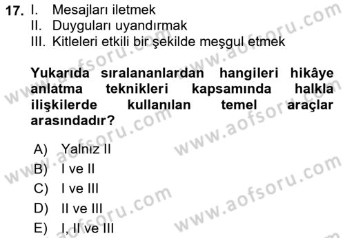 Tasarımda Sıralı Anlatım ve Öykülendirme Dersi 2024 - 2025 Yılı Yaz Okulu Sınav Soruları 17. Soru