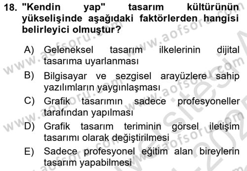 Tasarımda Sıralı Anlatım ve Öykülendirme Dersi 2024 - 2025 Yılı Yaz Okulu Sınav Soruları 18. Soru