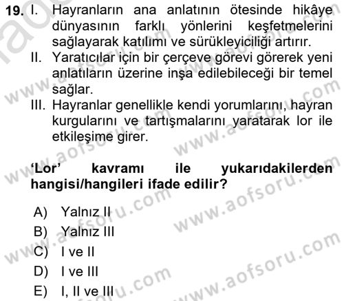 Tasarımda Sıralı Anlatım ve Öykülendirme Dersi 2024 - 2025 Yılı Yaz Okulu Sınav Soruları 19. Soru