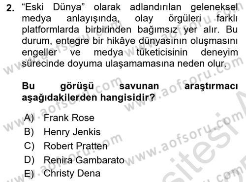 Tasarımda Sıralı Anlatım ve Öykülendirme Dersi 2024 - 2025 Yılı Yaz Okulu Sınav Soruları 2. Soru
