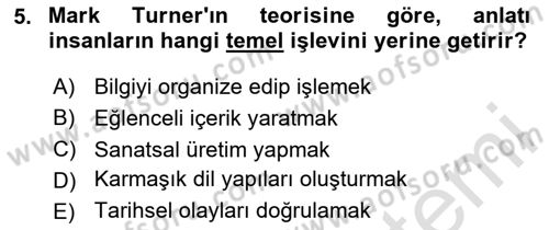 Tasarımda Sıralı Anlatım ve Öykülendirme Dersi 2024 - 2025 Yılı Yaz Okulu Sınav Soruları 5. Soru