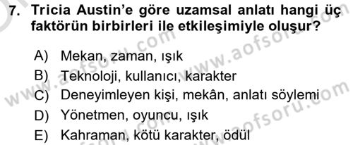 Tasarımda Sıralı Anlatım ve Öykülendirme Dersi 2024 - 2025 Yılı Yaz Okulu Sınav Soruları 7. Soru
