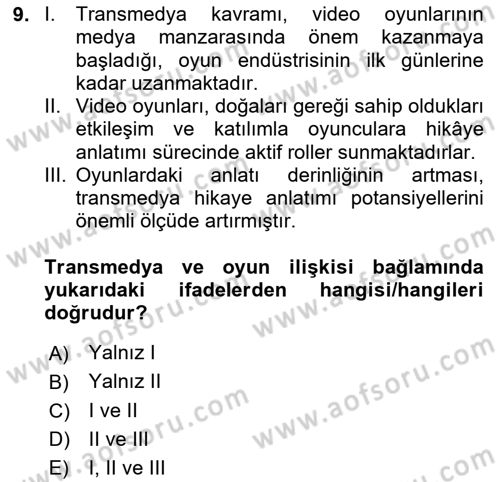 Tasarımda Sıralı Anlatım ve Öykülendirme Dersi 2024 - 2025 Yılı Yaz Okulu Sınav Soruları 9. Soru