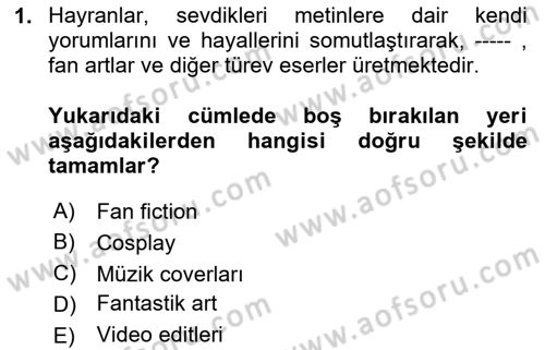 Tasarımda Sıralı Anlatım ve Öykülendirme Dersi 2025 - 2026 Yılı (Vize) Ara Sınav Soruları 1. Soru