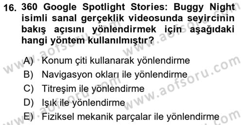 Tasarımda Sıralı Anlatım ve Öykülendirme Dersi 2025 - 2026 Yılı (Vize) Ara Sınav Soruları 16. Soru