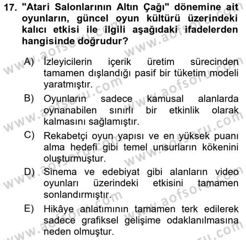 Tasarımda Sıralı Anlatım ve Öykülendirme Dersi 2025 - 2026 Yılı (Vize) Ara Sınav Soruları 17. Soru