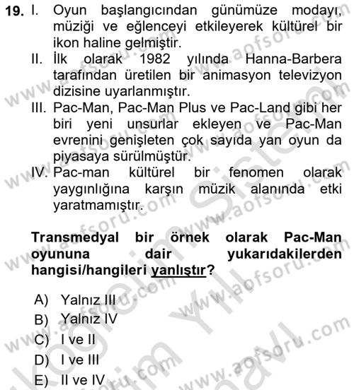Tasarımda Sıralı Anlatım ve Öykülendirme Dersi 2025 - 2026 Yılı (Vize) Ara Sınav Soruları 19. Soru