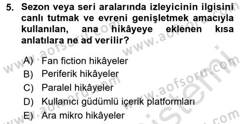 Tasarımda Sıralı Anlatım ve Öykülendirme Dersi 2025 - 2026 Yılı (Vize) Ara Sınav Soruları 5. Soru