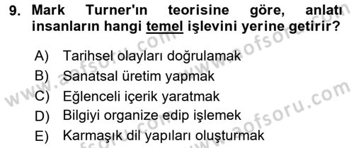Tasarımda Sıralı Anlatım ve Öykülendirme Dersi 2025 - 2026 Yılı (Vize) Ara Sınav Soruları 9. Soru