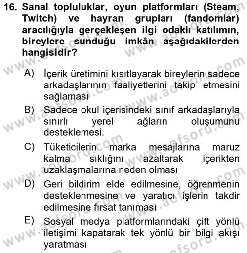 Tasarımda Sıralı Anlatım ve Öykülendirme Dersi 2025 - 2026 Yılı (Final) Dönem Sonu Sınav Soruları 16. Soru