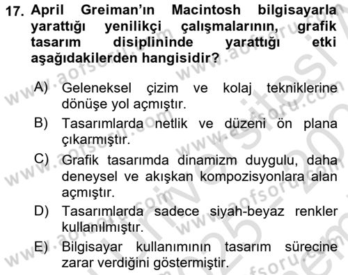 Tasarımda Sıralı Anlatım ve Öykülendirme Dersi 2025 - 2026 Yılı (Final) Dönem Sonu Sınav Soruları 17. Soru