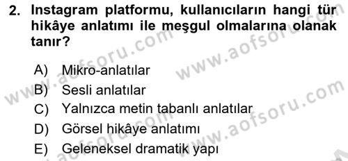 Tasarımda Sıralı Anlatım ve Öykülendirme Dersi 2025 - 2026 Yılı (Final) Dönem Sonu Sınav Soruları 2. Soru
