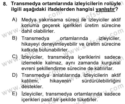 Tasarımda Sıralı Anlatım ve Öykülendirme Dersi 2025 - 2026 Yılı (Final) Dönem Sonu Sınav Soruları 8. Soru