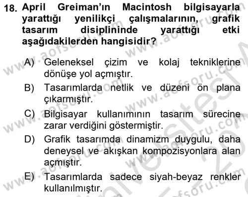 Tasarımda Sıralı Anlatım ve Öykülendirme Dersi 2025 - 2026 Yılı Yaz Okulu Sınav Soruları 18. Soru