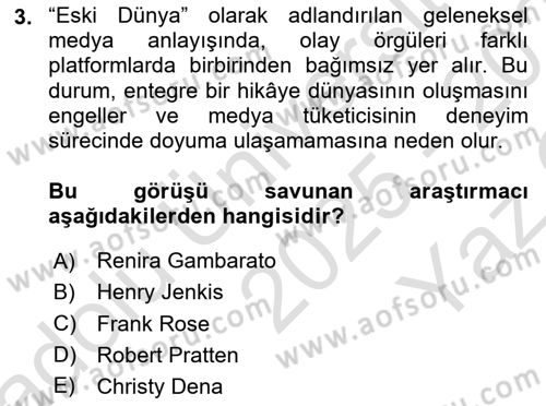 Tasarımda Sıralı Anlatım ve Öykülendirme Dersi 2025 - 2026 Yılı Yaz Okulu Sınav Soruları 3. Soru