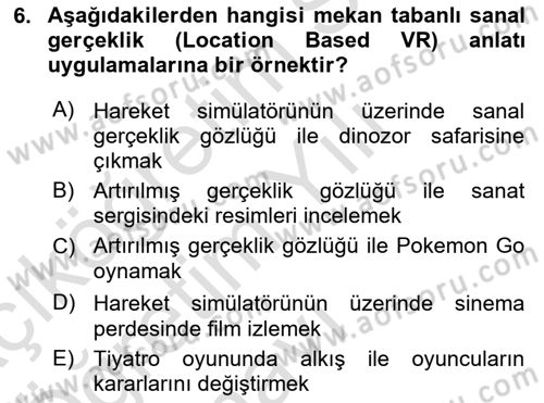 Tasarımda Sıralı Anlatım ve Öykülendirme Dersi 2025 - 2026 Yılı Yaz Okulu Sınav Soruları 6. Soru