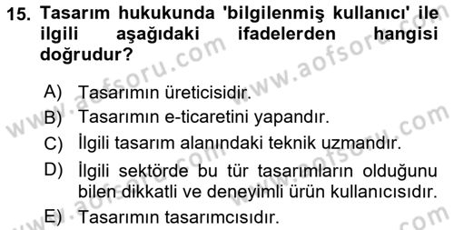Tasarım Etiği ve Hukuku Dersi 2024 - 2025 Yılı (Vize) Ara Sınav Soruları 15. Soru