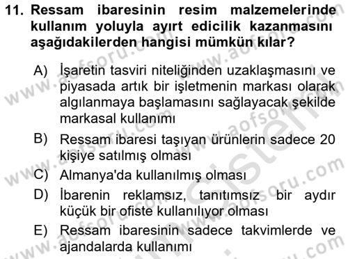 Tasarım Etiği ve Hukuku Dersi 2024 - 2025 Yılı (Final) Dönem Sonu Sınav Soruları 11. Soru