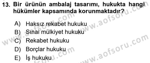 Tasarım Etiği ve Hukuku Dersi 2024 - 2025 Yılı (Final) Dönem Sonu Sınav Soruları 13. Soru